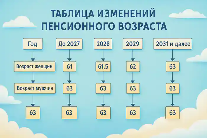 График изменений пенсионного возраста в Казахстане