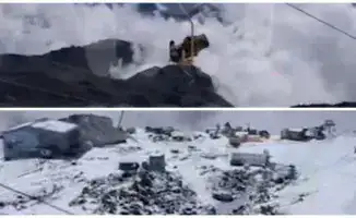 Группа из 25 альпинистов застряла на Эльбрусе после обрыва канатной дороги: кабинка остановилась, личные вещи остались внутри