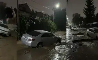 В Алматы после сильного дождя обрушение асфальта приводит к провалам под землю, угрожая жизни людей и безопасности транспорта