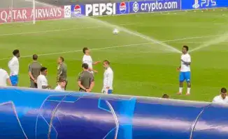 Звёзды мадридского 'Реала' впервые вышли на газон 'Центрального' в Алматы: Мбаппе, Винисиус и Беллингем на предматчевой тренировке