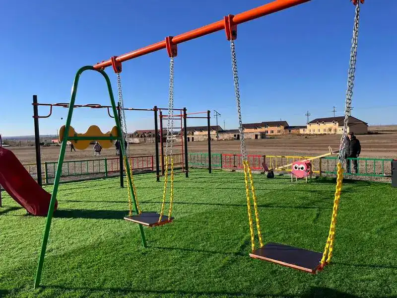 В селе Кокпекты Бухар-Жырауского района установили новую детскую игровую площадку (3)