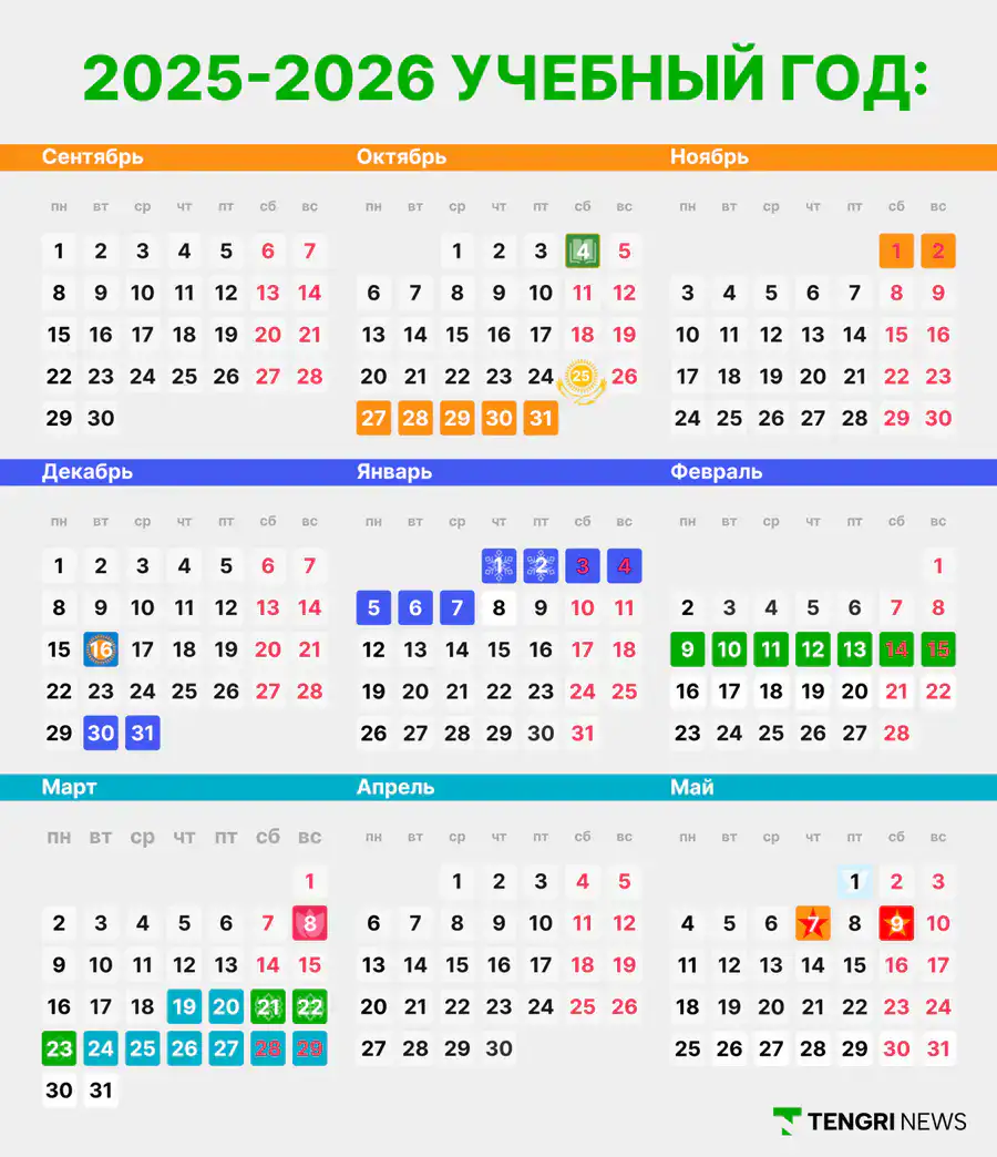 каникулы рк