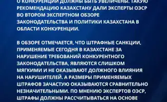 ОЭСР предлагает Казахстану создать специализированные апелляционные суды для улучшения антимонопольной политики