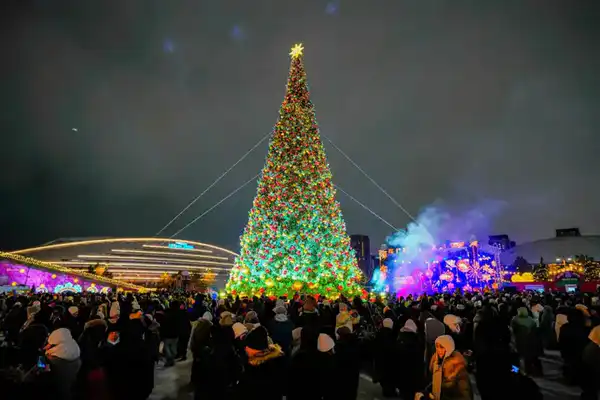 Более 40 новогодних ёлок одновременно зажгли в Астане (2)