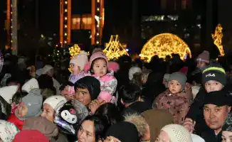 Огонь главной елки в Туркестане поздравление с Новым годом 2026