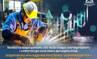 В 2025 году отечественные производители получили более 1,4 млрд тенге на поддержку и развитие