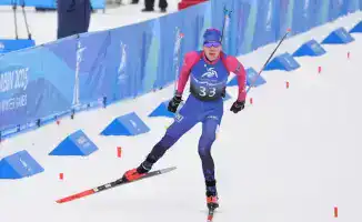 Сборная Казахстана 21-е место биатлон смешанная эстафета XXV зимние Олимпийские игры