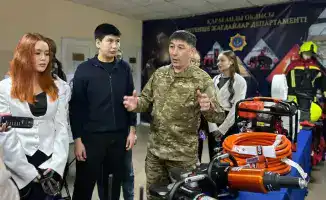Посещение специализированной пожарной части и музея ДЧС Карагандинской области участниками Азбуки правопорядка