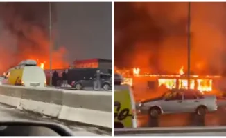 Пожар в мебельном цехе на рынке 'Алтын-Орда' под Алматы