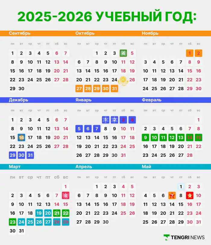 весенние каникулы в Казахстане