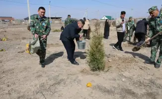 Общественное объединение жителей Уйгурского района в посадке деревьев как символ гражданской ответственности