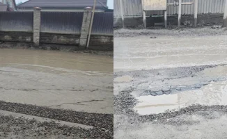 Алматинский школьник жалуется на ямы и грязь возле дома в микрорайоне Рахат-Мадениет