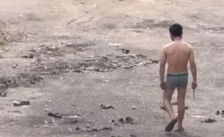 Полуголый с ножом: шокирующее зрелище в Алматы