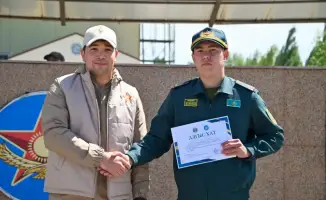 участники военно-патриотического сбора молодежи Айбын-2026 в Астане