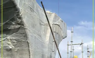 Заливка первой опоры и изготовление балки для второй очереди LRT в Астане