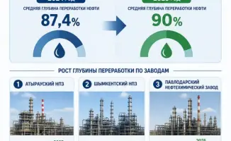 Казахстан: глубина переработки нефти достигла 90%